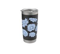Fleurs de marguerites bleues rétro Gobelet isotherme en acier inoxydable double paroi