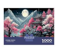 Fleurs de Montagne et de rivière Puzzles 1000pcs Jeu Éducatif Cerise et Lune Puzzle Classique De Décoration Intérieure Carton 100% Recyclé Jeu De pour Toute La Famille pour Adultes 38x26cm/1000pcs