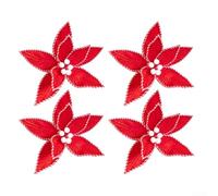 Fleurs De Noël En Molleton 25cm Lot De 4 Pour Sapin Et Décorations | En matériaux synthétiques résistantes Ambiance vive et joyeuse Facilité d'intégration pour projets DIY