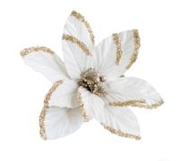 Fleurs de Noël scintillantes pour couronnes et guirlandes Blanc crème 30 cm | Pour une finition pailletée scintillante, réaliste pour un design de pétale, taille de 30 cm, arbre parfait