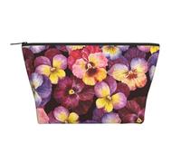 Fleurs de pensée Aquarelle, Trousse de Toilette Trousse de Maquillage Sac à cosmétiques Trousse de Toilette de Voyage Portable