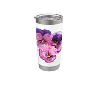 Fleurs de pensée pour amoureux des pensées Gobelet isotherme en acier inoxydable double paroi