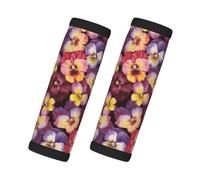 Fleurs de pensées à l'aquarelle, Lot de 2 protections pour poignées de valise, housses de poignée souples et confortables, étiquette à bagages