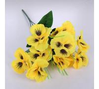 Fleurs de pensées artificielles, petit bouquet vibrant, parfait pour décoration d'intérieur, fête de mariage, décoration de jardin (jaune)