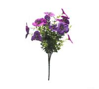 Fleurs de pensées artificielles printanières avec feuillage d'eucalyptus pour intérieur et extérieur, y compris salon, table à manger, cheminée et balcon (violet + lotus rouge)