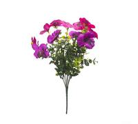 Fleurs de pensées artificielles printanières avec feuillage d'eucalyptus pour intérieur et extérieur, y compris salon, table à manger, cheminée et balcon (rose rouge + violet)