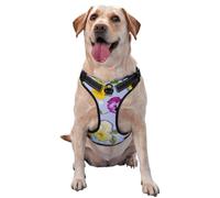 Fleurs de pensées,Harnais pour Animaux de Compagnie, Harnais réfléchissant réglable pour Chien,XL
