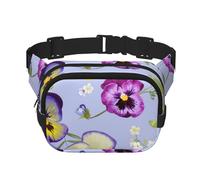 Fleurs de pensées,Sac Banane carré Double Couche, Sac de Poitrine