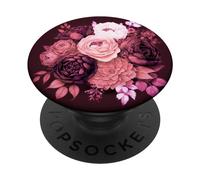 Fleurs de pivoine rose bordeaux aquarelle florale PopSockets PopGrip Adhésif