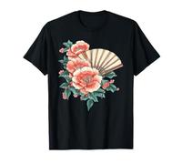 Fleurs de Pivoine Vintage avec éventail Pliable Traditionnel T-Shirt