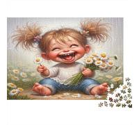 Fleurs de Pluie pour Enfant Heureux Puzzle 1000 Pièces Papier recyclé pour Adultes Puzzle pour Adultes Jeu Familial Amusant et Stimulant pour Adultes et Enfants à partir de 12 Ans 38x26cm/1000pcs