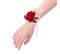 Fleurs de Poignet Fiançailles Mariage Bracelet à Rose Mariée Fleurs de Poignet Demoiselle d’Honneur Vintage Bracelet Fausse Rose Femme Elégant pour Fête Anniversaire Performance Bal Mariage Cadeau