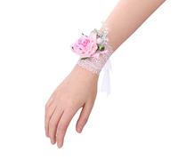 Fleurs de Poignet Fiançailles Mariage Bracelet à Rose Mariée Fleurs de Poignet Demoiselle d’Honneur Vintage Bracelet Fausse Rose Femme Elégant pour Fête Anniversaire Performance Bal Mariage Cadeau