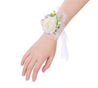 Fleurs de Poignet Fiançailles Mariage Bracelet à Rose Mariée Fleurs de Poignet Demoiselle d’Honneur Vintage Bracelet Fausse Rose Femme Elégant pour Fête Anniversaire Performance Bal Mariage Cadeau