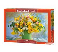 Fleurs de printemps dans un vase vert, puzzle de 1000 pièces