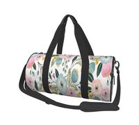 Fleurs De Printemps Floral Belle Bleu Rose Rose Feuille Verte Couleurs Douces, Sac de Voyage de Grande capacité, Sac à Main Rond, Sac de Voyage de Sport, fourre-Tout, Sac de Fitness