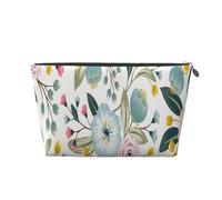 Fleurs De Printemps Floral Belle Bleu Rose Rose Feuille Verte Couleurs Douces, Trousse de Toilette Trousse de Maquillage Sac à cosmétiques Trousse de Toilette de Voyage Portable