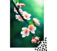 Fleurs de Prunier Roses sur Une Branche au Printemps 1000 Tessere Paysage Estival Cartone Resistente Puzzle per Ragazzi 14+,Difficile Sfida,Idea Regalo Natale Immagini Vibranti 52x38cm/1000pcs