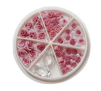 Fleurs de rose pour ongles 3D - Perles rondes - Accessoires de manucure - Accessoires de manucure - Fleurs 3D - Accessoires de nail art - Fleurs roses - Décoration d'ongles