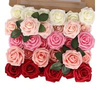 Fleurs de roses artificielles, 7/12/17/22/27 tiges de roses en mousse réalistes, convient pour la Saint-Valentin, les bouquets DIY, les mariages, les fêtes, la décoration d'intérieur, les cadeaux de l