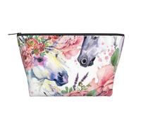 Fleurs De Roses De Cheval Aquarelle, Trousse de Toilette Trousse de Maquillage Sac à cosmétiques Trousse de Toilette de Voyage Portable