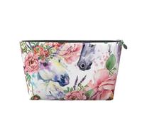 Fleurs De Roses De Cheval Aquarelle, Trousse de Toilette Trousse de Maquillage Sac à cosmétiques Trousse de Toilette de Voyage Portable