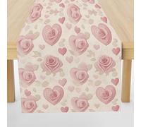 Fleurs de Roses Vintage Chemin de Table Deco Bapteme Garcon, Fleurs Romantiques et Amour Lavable Décoration de Table Cuisine Table Couverture Intérieur Mariage Vacances Fête Décor 32 x 275 cm