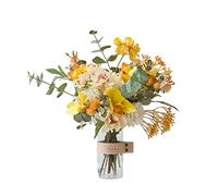 Fleurs de soie artificielle fausse belles hortenanes bassement bouquet fleur de bouquet avec vase pour décoration de mariage à la maison fausses plantes table maître de bureau décoration de fête de