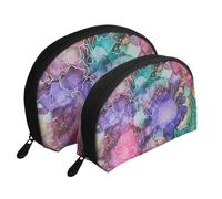Fleurs de Teinture de Cravate, Trousse de Maquillage Coquille Femme Petit Porte-Monnaie Trousse de Toilette Trousse à cosmétiques 2 pièces