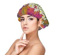 Fleurs d'Edelweiss suisses,Bonnet de nuit en satin pour adulte - Bonnet de nuit élastique pour femme, couvre-cheveux de nuit