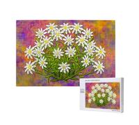 Fleurs d'Edelweiss suisses,Puzzle Familial en Bois de 1 000 pièces pour Adultes et Adolescents, décoration d'intérieur