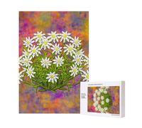 Fleurs d'Edelweiss suisses,Puzzle Familial en Bois de 300 pièces pour Adultes et Adolescents