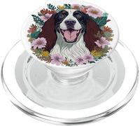 Fleurs d'épagneul Springer Anglais Souriant pour Amoureux des Chiens PopSockets PopGrip pour MagSafe
