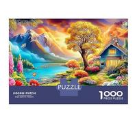 Fleurs des Montagnes et des Rivières Puzzle 1000 PiècesCabine de la Vallée Adulte Impression HD sur Carton pour Débutants Difficile pour Cadeaux De Remerciement 52x38cm/1000pcs