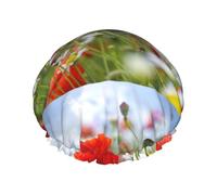 Fleurs des prés et des marguerites,Bonnet de douche/bonnet de nuit double couche imperméable et élastique, bonnet de bain réutilisable