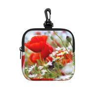Fleurs des prés et des Marguerites,Pochette de Rangement carrée à Fermeture éclair, Porte-Monnaie en néoprène, Petit Portefeuille, Pochette à Monnaie, Porte-Monnaie