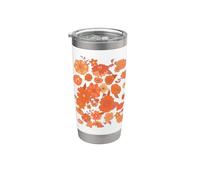 Fleurs des prés rétro années 70 Orange Hippie Gobelet isotherme en acier inoxydable double paroi