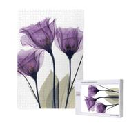 Fleurs d'espoir Violet Lavande,Puzzle Familial en Bois de 1 000 pièces pour Adultes et Adolescents