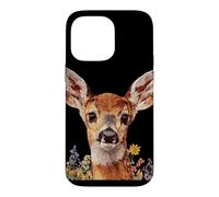 Fleurs d'été colorées et Mignon cerf Visage de Faon Graphique Coque pour iPhone 14 Pro Max