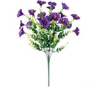 Fleurs d'eucalyptus artificielles en soie résistante aux UV Violet foncé 36 | Design eucalyptus réaliste, accents de gloire du matin, esthétique naturelle, longueur 36 cm, teintes rouge violet foncé