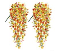 Fleurs d'eucalyptus artificielles réalistes à suspendre pour décoration d'intérieur, fête de mariage, utilisation en intérieur ou en extérieur, matériau synthétique (orange + jaune)