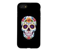 Fleurs d'halloween drôles crâne en Sucre Dia De Los Muertos Coque pour iPhone SE (2020) / 7/8