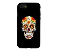 Fleurs d'halloween drôles crâne en Sucre Dia De Los Muertos Coque pour iPhone SE (2020) / 7/8