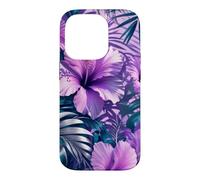 Fleurs d'hibiscus avec Ombres Tropicales Coque pour iPhone 14 Pro