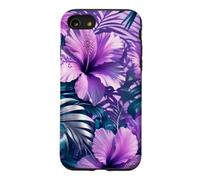 Fleurs d'hibiscus avec Ombres Tropicales Coque pour iPhone SE (2020) / 7/8