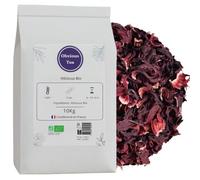 Fleurs d'Hibiscus Bio Entières et Coupées - Infusion Nature en Vrac, 100% Naturel, Sans OGM, Agriculture Biologique - Idéal pour Bissap - Fabrication Française - Sachet 10 kg (5000 Tasses)