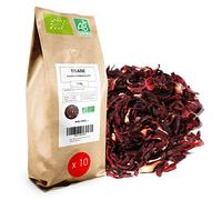 Fleurs d'Hibiscus Bio - Fleurs Séchées Entières et Coupées en Vrac - 10kg - Vente en Gros - 100 % Agriculture Biologique - Mes-Thés