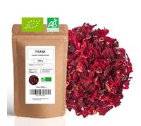 Fleurs d'Hibiscus Bio - Fleurs Séchées Entières et Coupées en Vrac - 200g (80 tasses) - 100% Agriculture Biologique - Mes-Thés