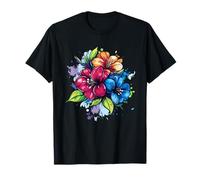 Fleurs d'hibiscus colorées éclaboussures Florales Tropicales T-Shirt