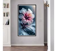Fleurs d'Hibiscus Diamond Painting, 5D DIY Grand format Diamant Painting Kit Complet, Peinture Diamant Artisanat Strass Point de Croix Painting pour Adultes Enfants, Décoration Intérieur 25x45cm A-260